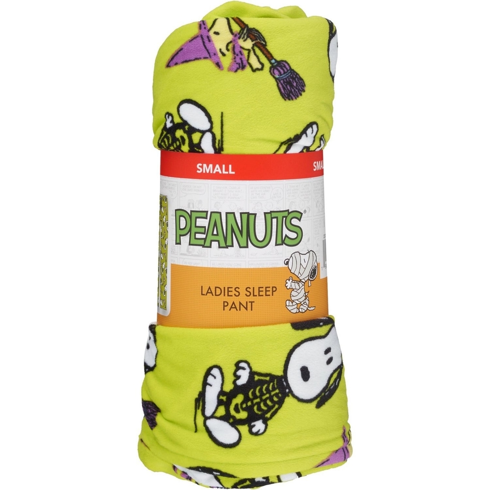 New Peanuts Neon Green Pajama Snoopy Woodstock Pants, Small